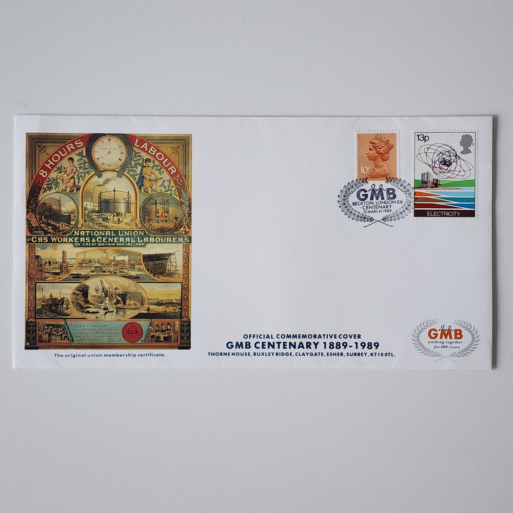 GMB Union UK Centenary Postage Stamp 1989 Envelope Commemorative Labour Industry